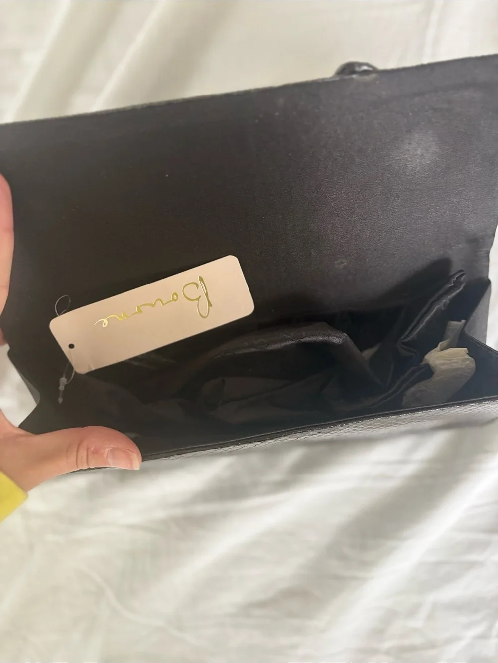 Black Bow-Accent Textured Clutch